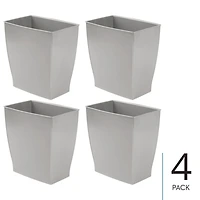 mDesign Small Rectangular Bathroom Trash Cans - Set of 4 - Gray - Made in Usa