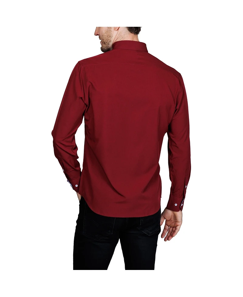Tailorbyrd Men's Solid Melange Performance Long Sleeve Shirt