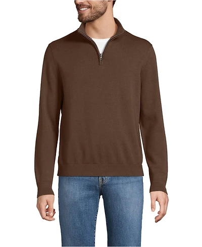 Lands' End Men's Long Sleeve Fine Gauge Cotton Quarter Zip Sweater