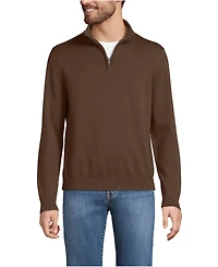 Lands' End Men's Long Sleeve Fine Gauge Cotton Quarter Zip Sweater
