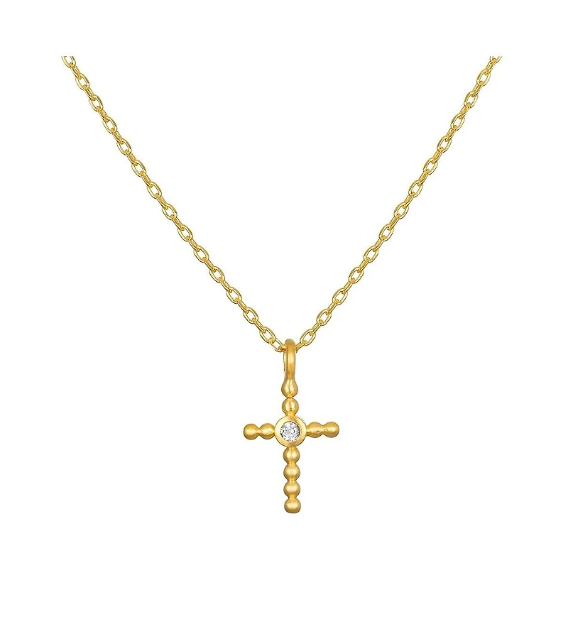 Satya Jewelry Precious Faith White Topaz Cross Necklace
