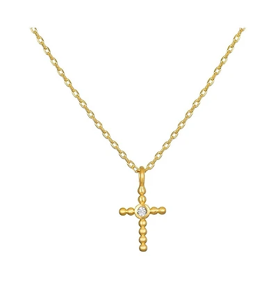 Satya Jewelry Precious Faith White Topaz Cross Necklace