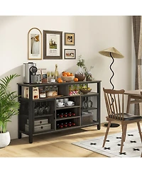 Volenca 55-Inch Buffet Sideboard with 8-Bottle Wine Racks and Wine Glass Holders