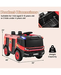 Gymax 2-Seater Kids Ride on Fire Truck w/Remote Control Water Gun Extinguisher Shovel