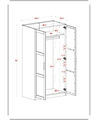 Palace Imports 100% Solid Wood Urban 2-Door Wardrobe Armoire with Mirrored Doors