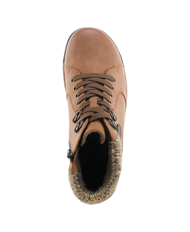 Spring Step Clifton Lace-Up Booties with Sweater Cuff and Shock-Absorbing Sole