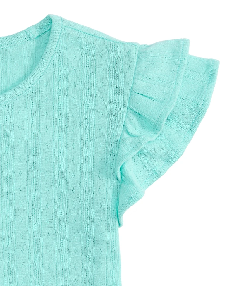 Epic Threads Little & Big Girls Ruffled-Sleeve Pointelle Top, Macy's Exclusive