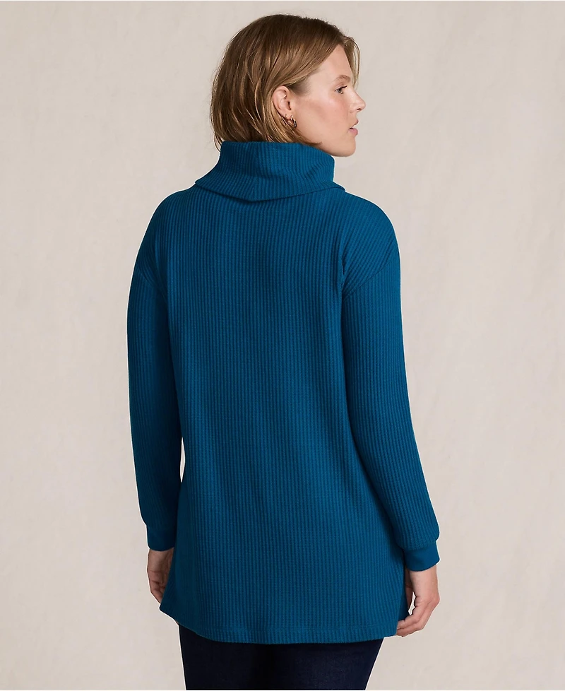 Lands' End Plus Long Sleeve Waffle Cowl Neck Tunic