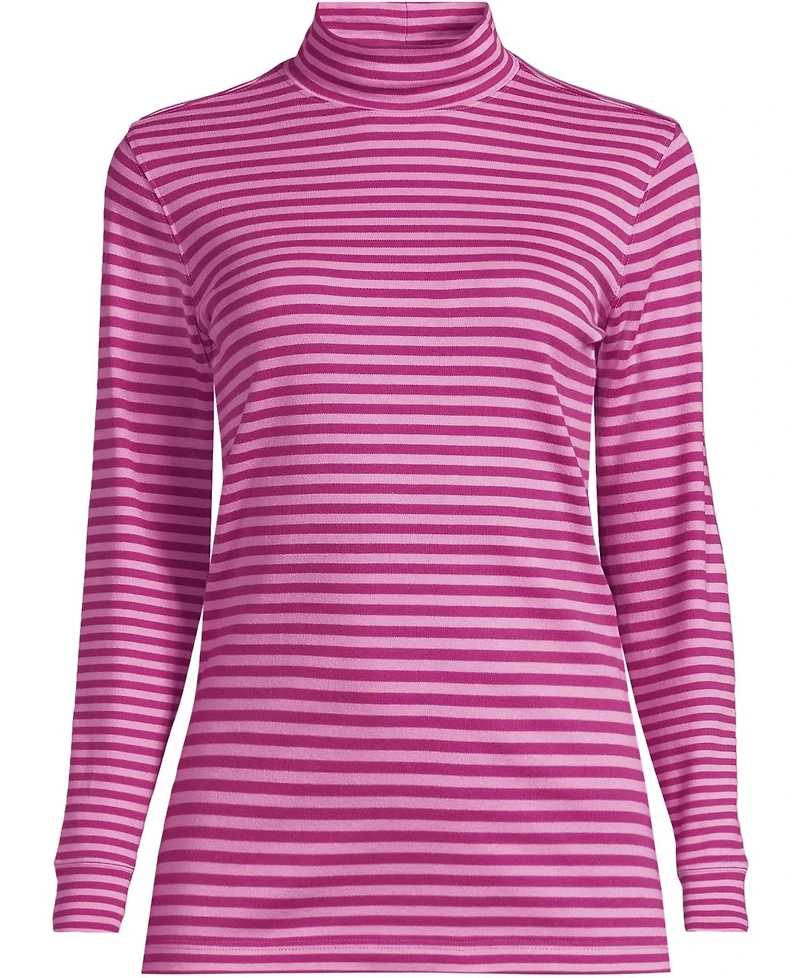 Lands' End Women's Tall Relaxed Cotton Long Sleeve Mock Turtleneck