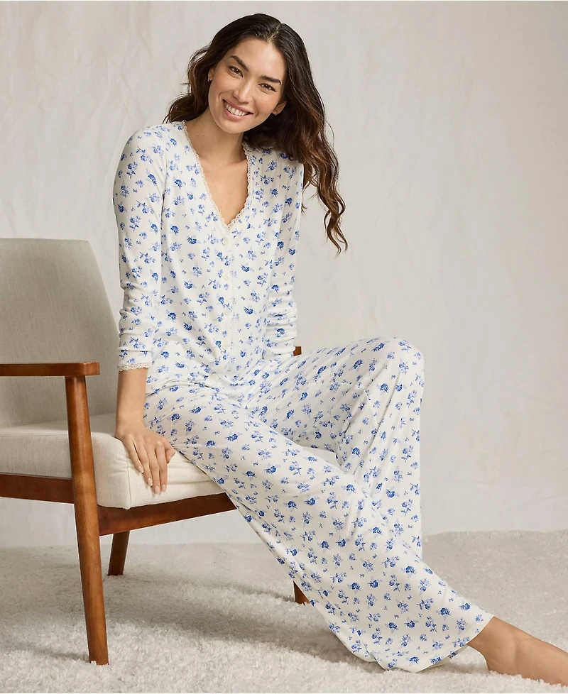 Lands' End Women's Pointelle Long Sleeve Sleep Cardigan