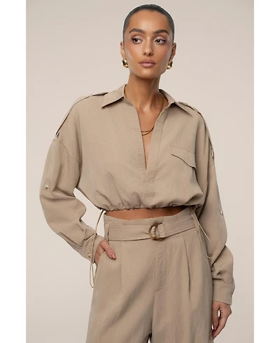 Jluxlabel Women's Oasis Collared Crop Top