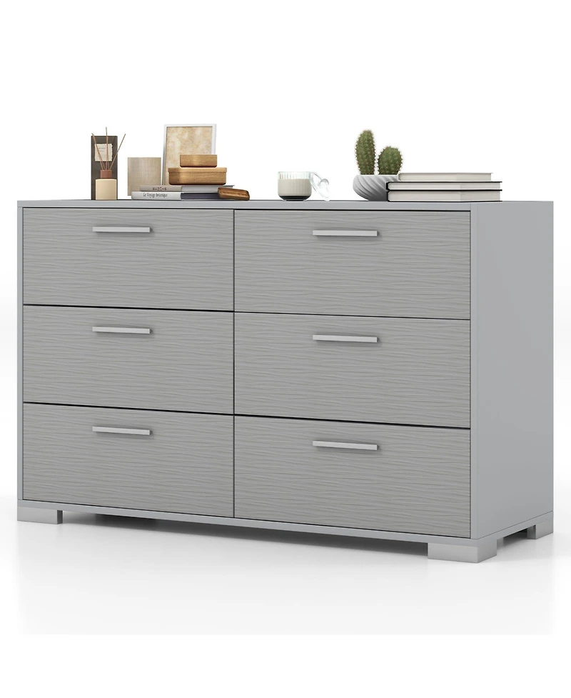 Volenca 6 Drawer Storage Cabinet with Metal Legs Handles with Anti-Toppling Devices