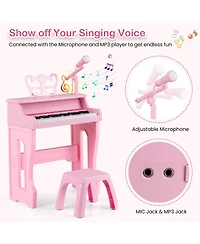 Mecale 37 Keys Music Piano with Microphone Kids Piano Keyboard with Detachable Music Stand
