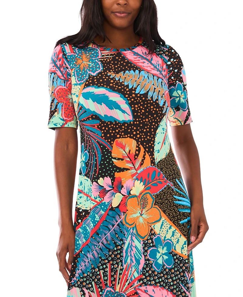 Vince Camuto Women's 3/4-Sleeve Crewneck Maxi Dress
