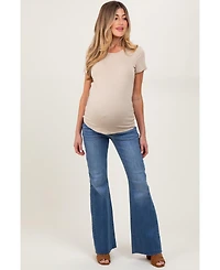 Pinkblush Blue Raw Cut Hem Flare Maternity Jeans