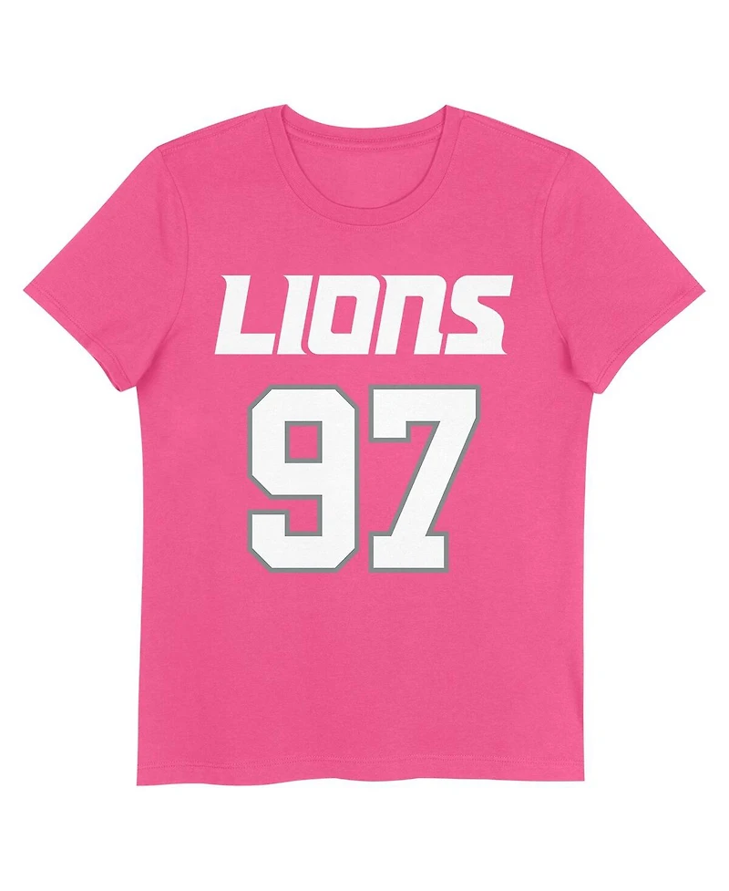 Nike Big Girls Aidan Hutchinson Pink Detroit Lions Player Name Number T-Shirt