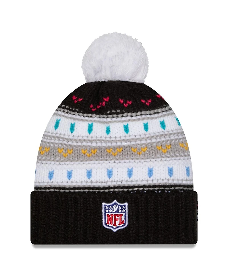 New Era Women's Black Los Angeles Chargers 2025 Nfl Crucial Catch Cuffed Knit with Pom Hat