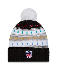 New Era Women's Black Los Angeles Chargers 2025 Nfl Crucial Catch Cuffed Knit with Pom Hat
