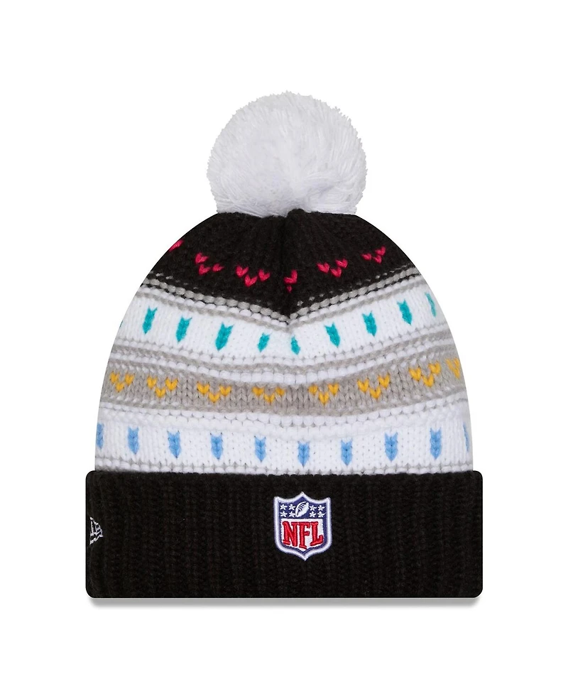 New Era Women's Black Indianapolis Colts 2025 Nfl Crucial Catch Cuffed Knit with Pom Hat