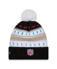 New Era Women's Black Indianapolis Colts 2025 Nfl Crucial Catch Cuffed Knit with Pom Hat