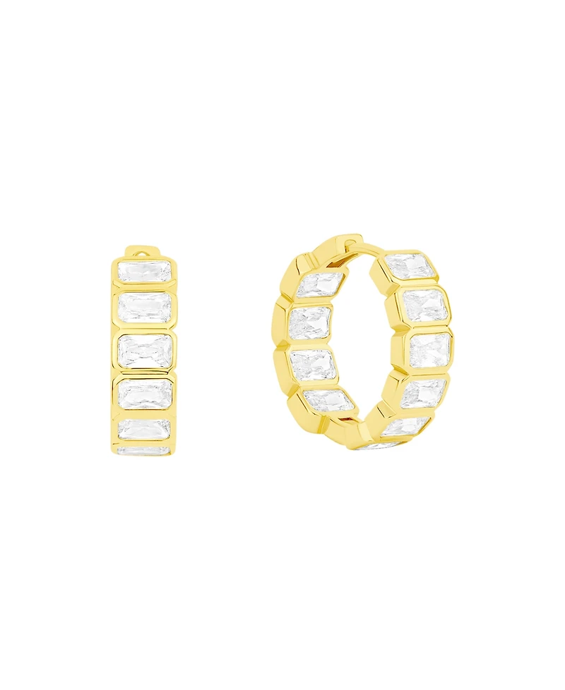 And Now This Cubic Zirconia Hinged Hoop Earrings