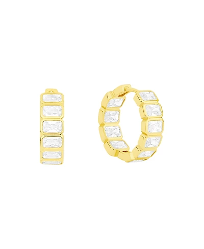 And Now This Cubic Zirconia Hinged Hoop Earrings