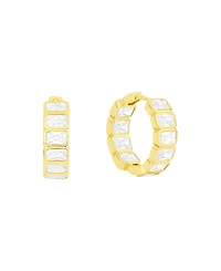 And Now This Cubic Zirconia Hinged Hoop Earrings
