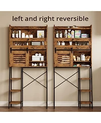Ironck Over The Toilet Storage with Cabinet for Bathroom, Vintage Brown