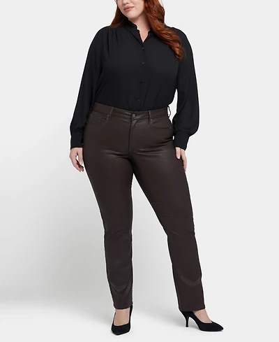 Nydj Plus Coated Marilyn Straight Leg Jeans