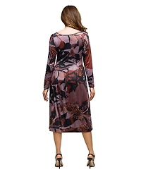 24seven Comfort Apparel Women's Long Sleeve Midi Dress