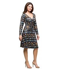 24seven Comfort Apparel Women's Long Sleeve Wrap Dress