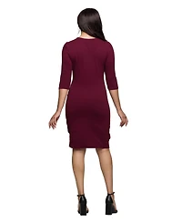 24seven Comfort Apparel Women's Solid Color V Neck Faux Wrap Dress