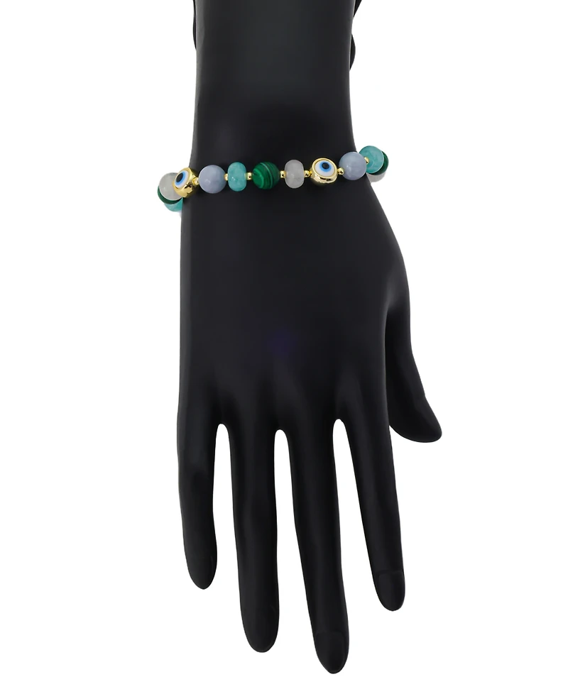 Unwritten Semi-Precious Stone Evil Eye Stretch Bracelet
