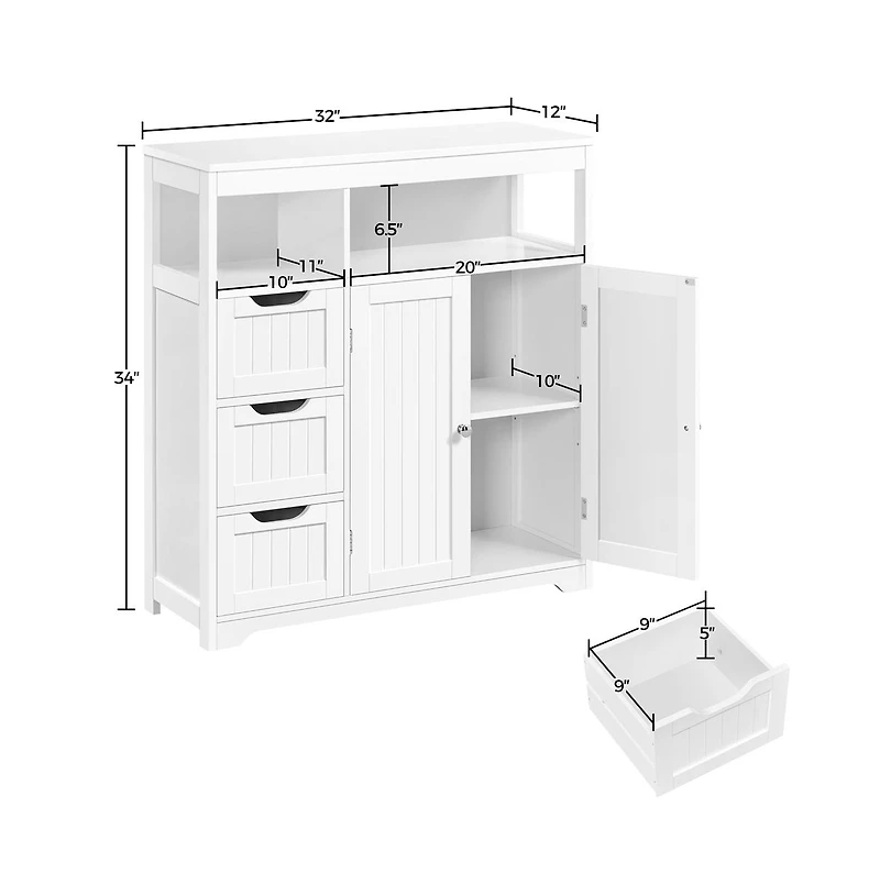 Yaheetech 34 H Freestanding Bathroom Floor Cabinet with Adjustable Shelf