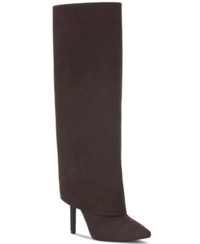I.N.C. International Concepts Womens Skylar Fold Over Cuffed Dress Boots Created For Macys Regular Wide Calf