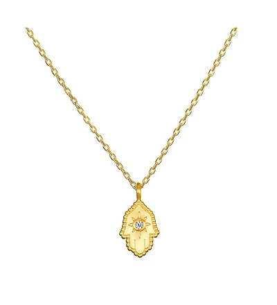 Satya Jewelry Protective Hand White Topaz Hamsa Necklace