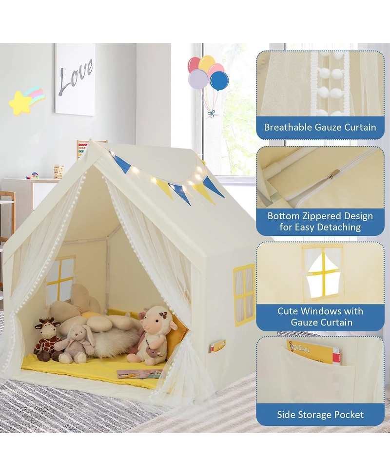 48 x 42 50 Inch Large Play Tent with Washable Cotton Mat Holiday Birthday Gift for Kids