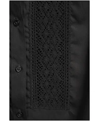 Lands' End Women's Sleeveless No Iron Shirt with Lace Inset