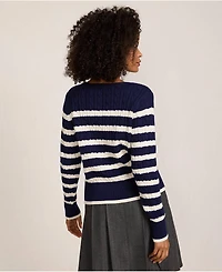 Lands' End Women's Petite Drifter Modern Cable Crew Sweater