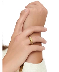 Devata Puffy Ribbed Ring in Gold Plated Sterling Silver