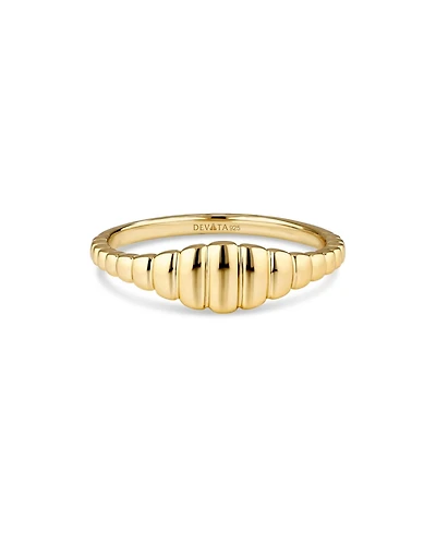 Devata Ribbed Ring Gold Plated Sterling Silver, 9