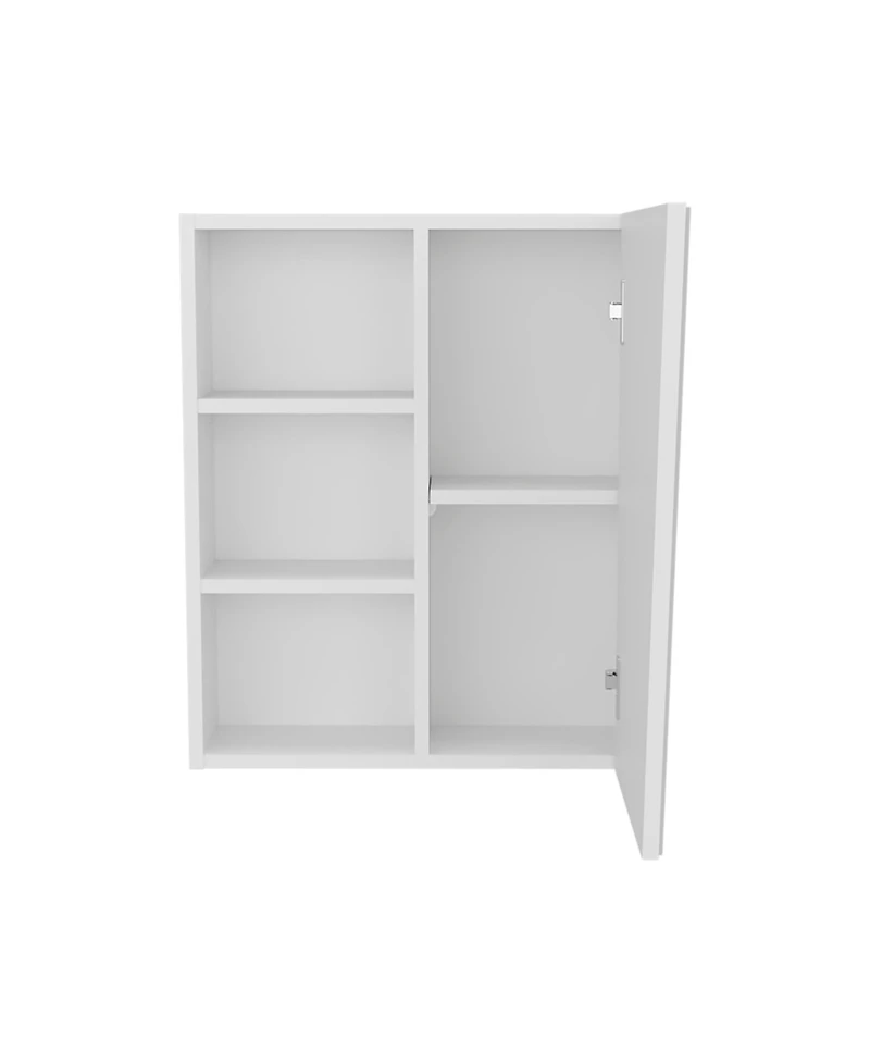 Depot E-Shop Piney Medicine Cabinet, 1 Door, 5 Shelves, 1 Mirror, White