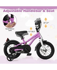 Adjustable Kids Bike with Basket and Training Wheels
