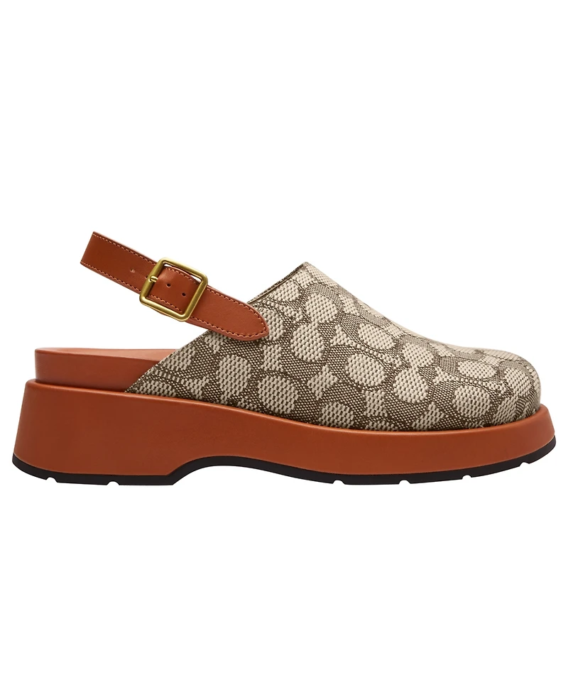 Coach Women's Sculpted C Signature Jacquard Logo Platform Clogs