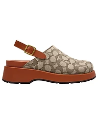 Coach Women's Sculpted C Signature Jacquard Logo Platform Clogs
