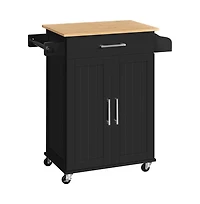Yaheetech 35" H Rolling Kitchen Island Cart with Spice Rack