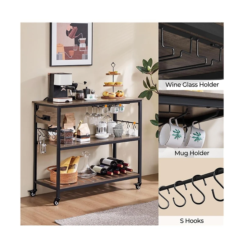 Yaheetech 36.5" H Kitchen Island Cart with Charge Station