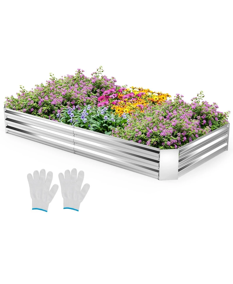 Gymax x x 1FT Galvanized Raised Garden Bed Heavy-Duty Elevated Rectangle Plant Box