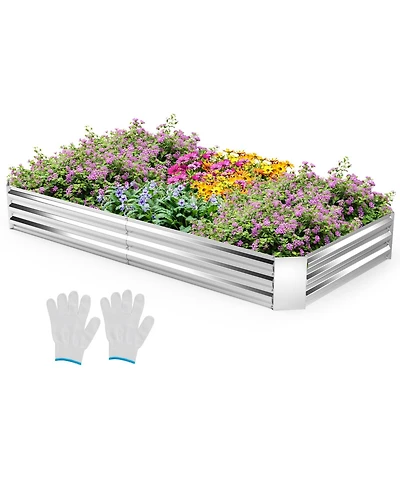 Gymax x x 1FT Galvanized Raised Garden Bed Heavy-Duty Elevated Rectangle Plant Box