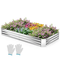 Gymax x x 1FT Galvanized Raised Garden Bed Heavy-Duty Elevated Rectangle Plant Box